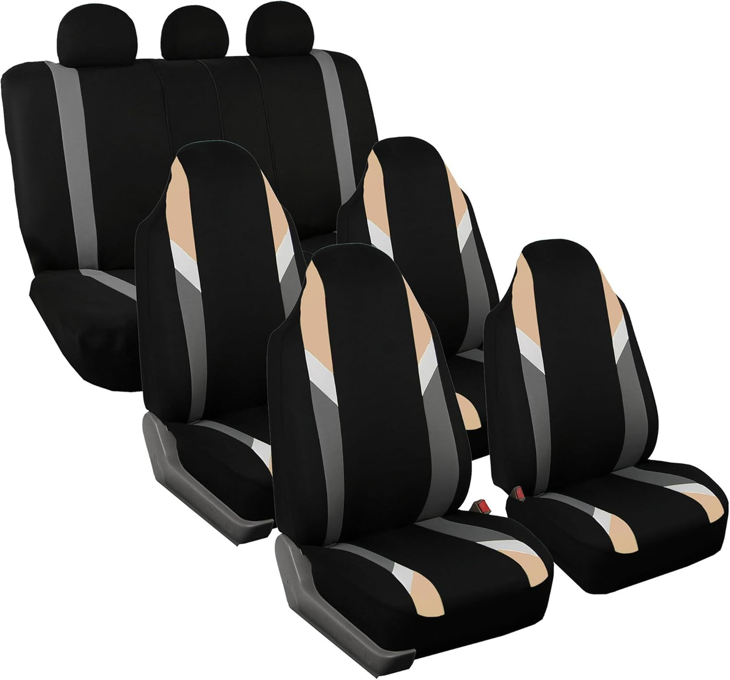 FH Group Three Row 7 Seater - Premium Modernistic Seat Covers - Fit Most Car, Truck, SUV, & Van Pink/Black