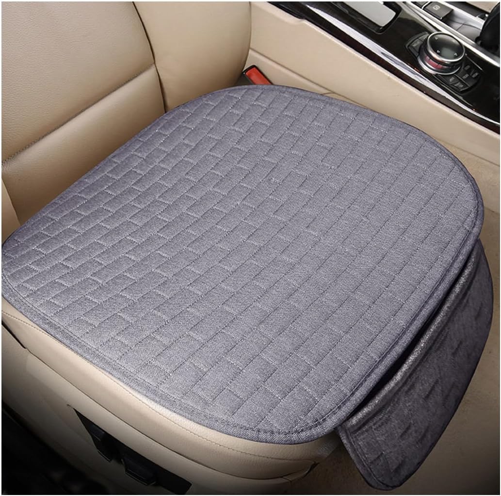 KVAEY Linen Back Car Seat Cover, Anti-Slip Long Bottom Rear Seat Cover Protector with Storage Pockets, Breathable Linen Rear Bench Seat Protector Cushion Pad for Most Vehicles (Beige)