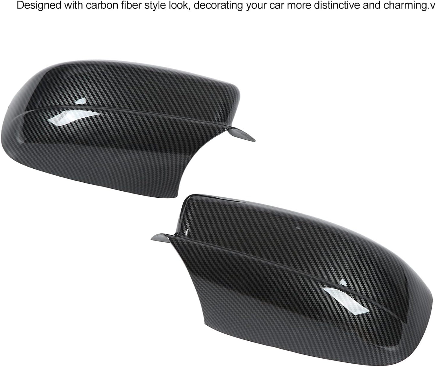 Acouto Rearview Mirror Cover 2PCS Carbon Fiber Style Car Side Mirror Cover with Double Sided Adhesive Accessory Replacement for Chrysler 300 2011‑2019