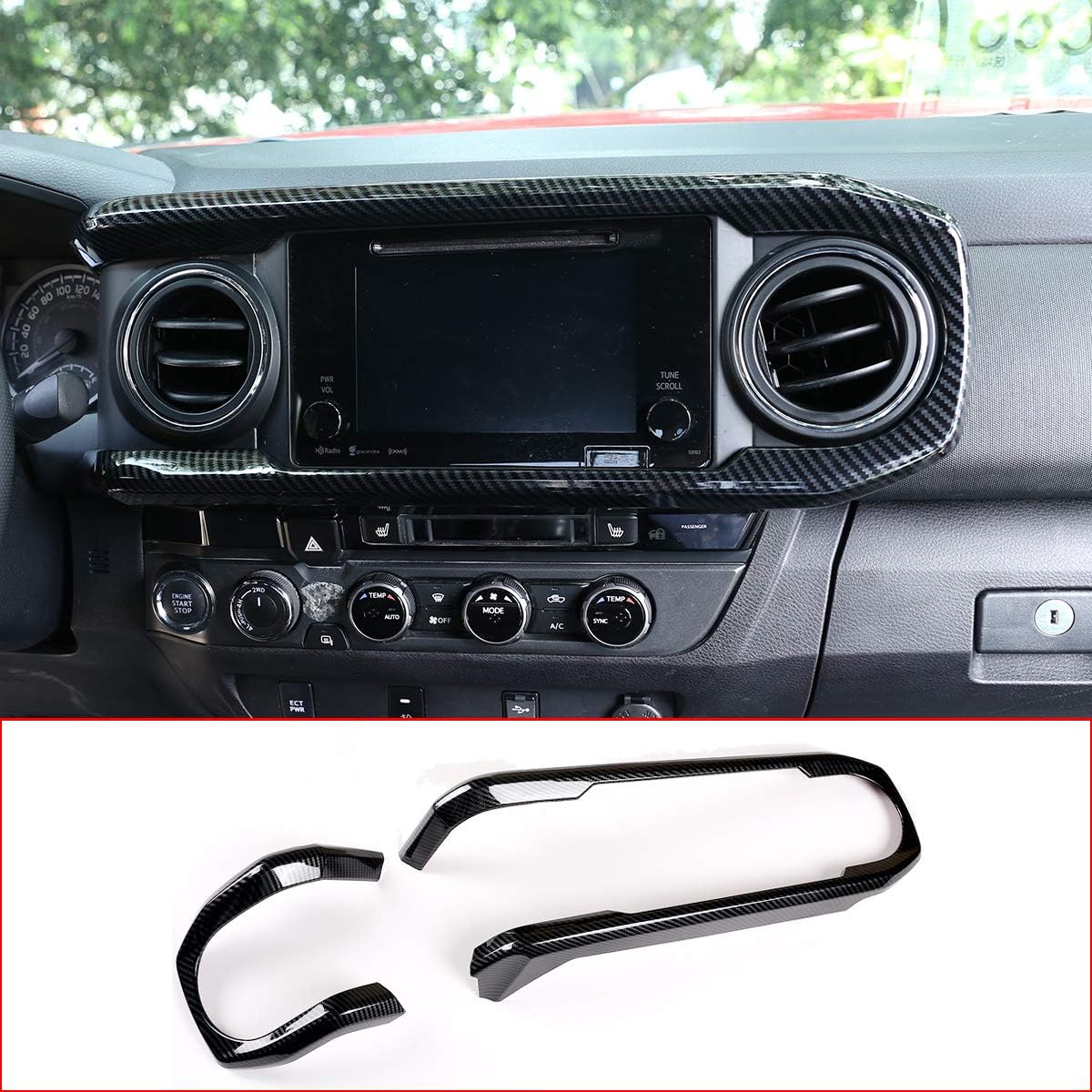 LLKUANG Carbon Fiber Style Dashboard Decoration U Shape Trim For Toyota Tacoma 2016-2020 (Carbon Fiber Style)