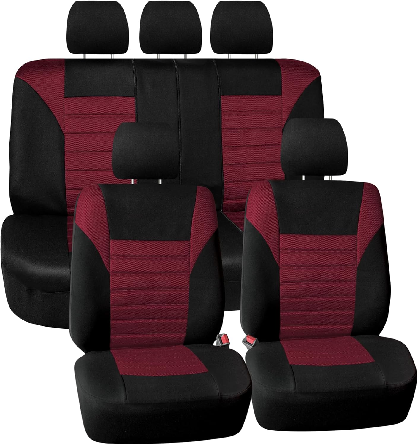 FH Group Car Seat Covers Full Set 3D Air Mesh - Universal Fit, Automotive Seat Covers, Low Back Seat Cover, Airbag Compatible,Split Bench Rear Seat,Washable Car Seat Cover for SUV, Sedan Pink