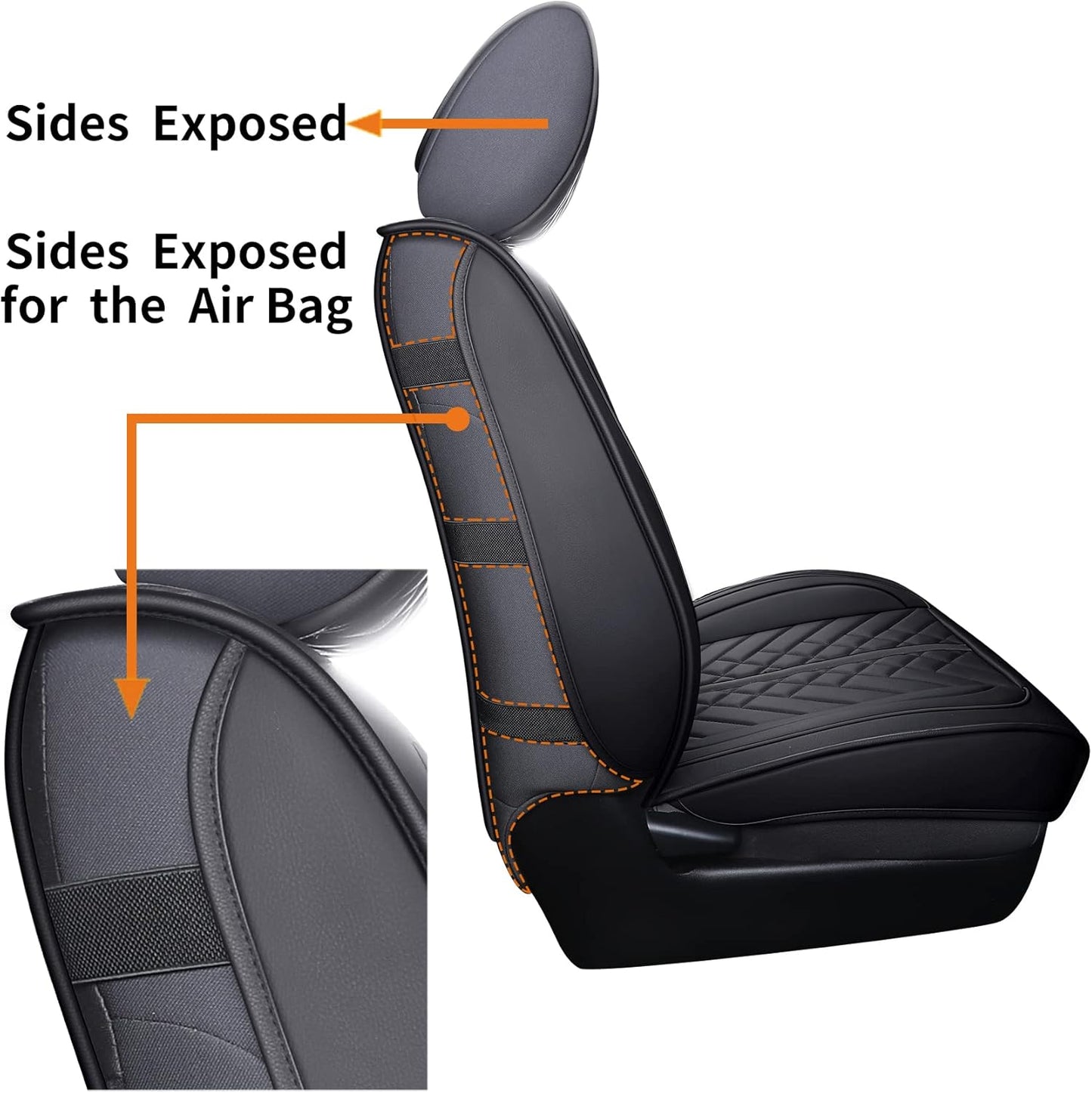 Tomatoman Toyota Tacoma Seat Covers Compatible with 2005-2025 TRD Sr5 V6 Offroad Limited Access Double Cab Truck Waterproof Leather Front Car Cushions(2 PCS Front Set/Black)