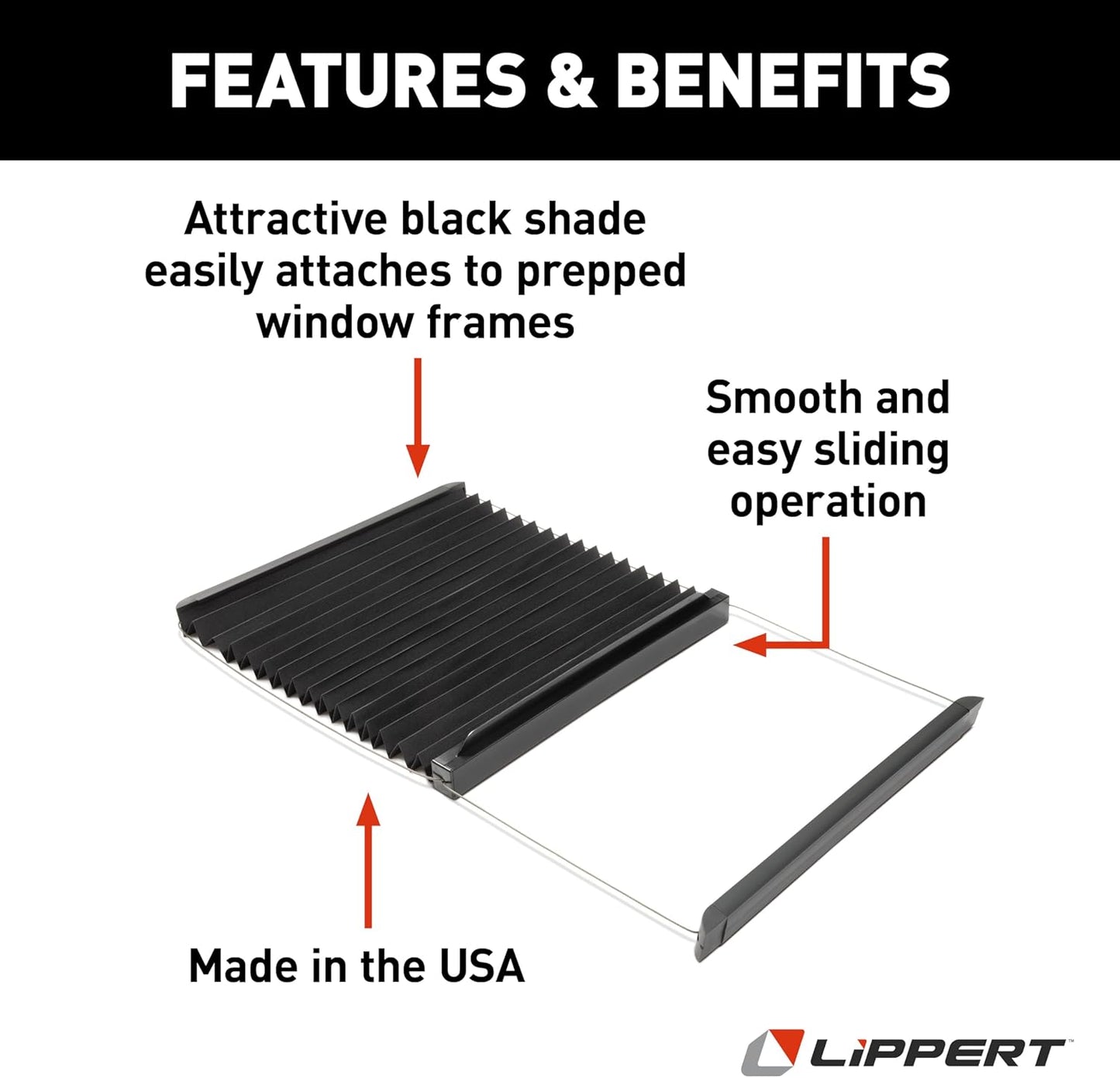 Lippert Components 786037 Thin Shade Ready RV Window Shade for Prepped LCI Entry Doors, black