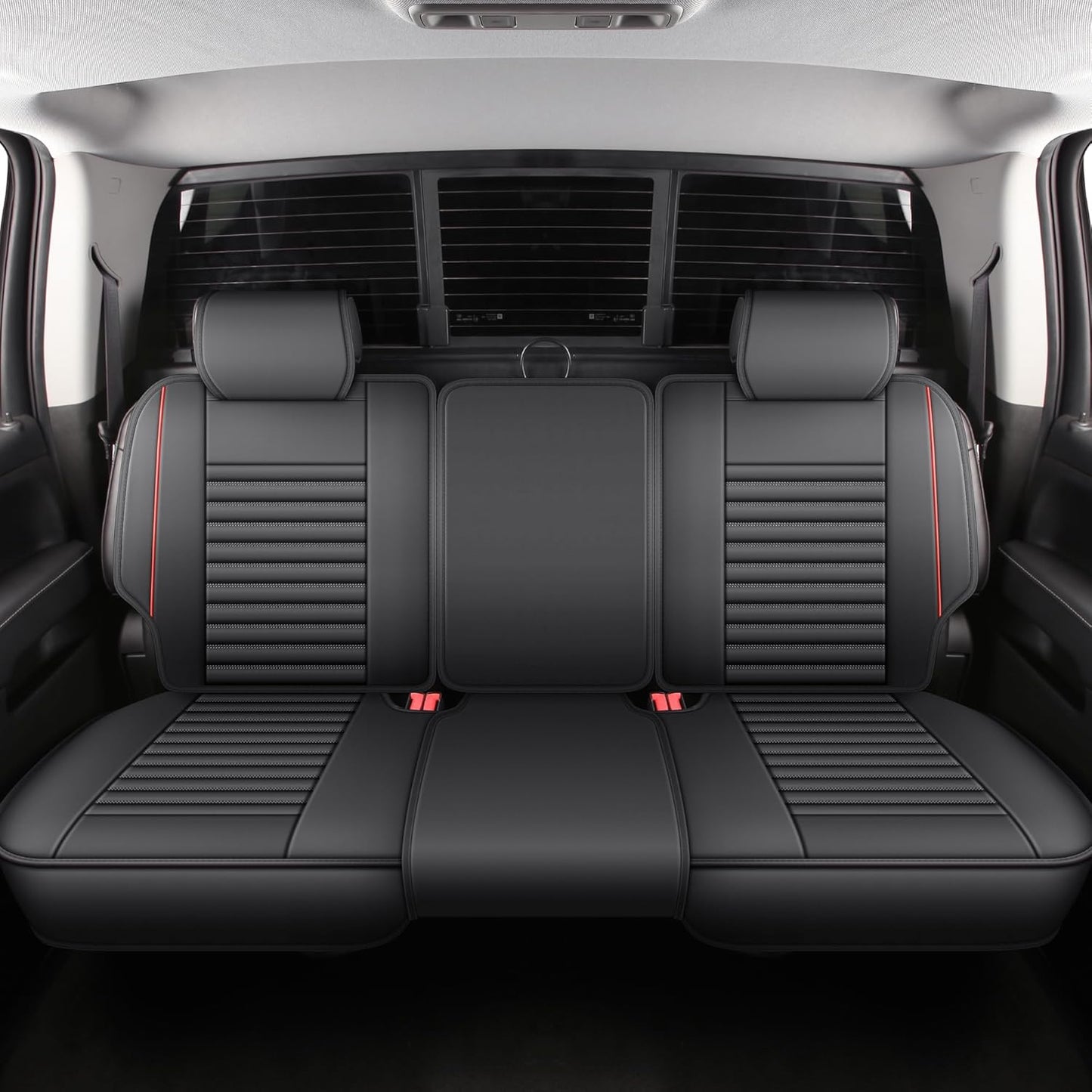 JOJOBAY Chevy Silverado Seat Covers,GMC Sierra Seat Covers,Custom Fit 2007-2024 1500 2500HD 3500HD Crew Double Extended Regular Cab,LT LZT RST Trail Boss(Front Pair,Black Red)