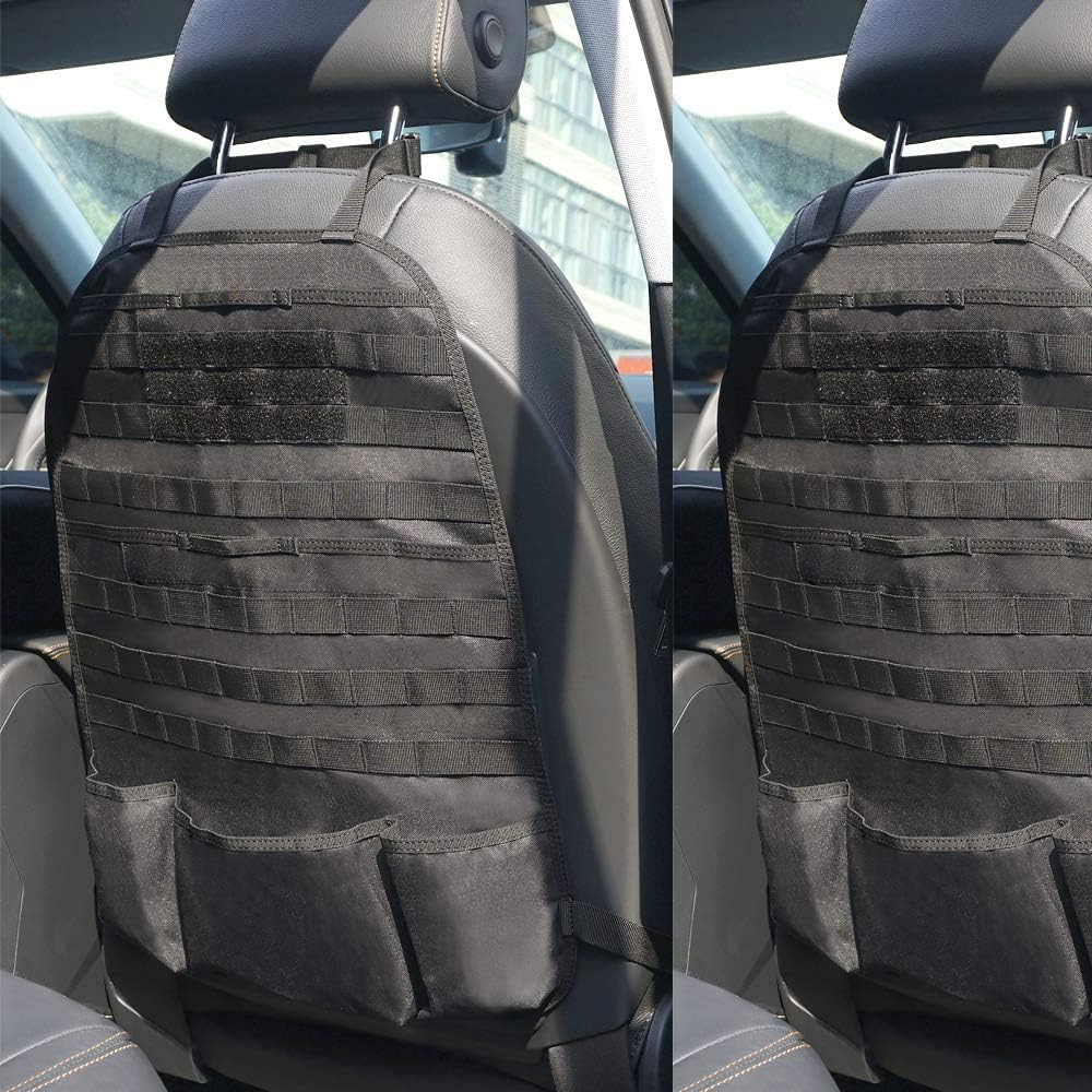 AIRSOFTPEAK Car Backseat Organizer Tactical Molle Panel Seat Back Protector Cover Nylon Vehicle Car Back Seat Cover Pocket Storage