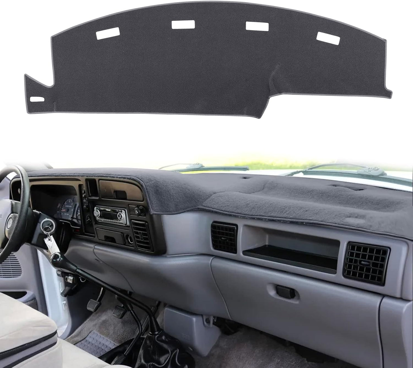 HanLanKa Dashboard Cover Dash Cover Mat Pad Compatible with Dodge Ram 1500 2500 3500 1998 1999 2000 2001 (Ram 98-01, Black)