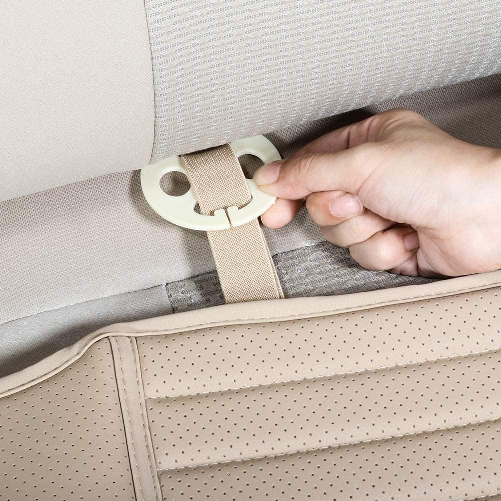 JINGJINGOLD Car Rear Seat Cushion PU Leather Beige Auto Back Seat Cover Breathable Back Cover for Vehicle Supplies Long Pad Mat Car Interior Accessories