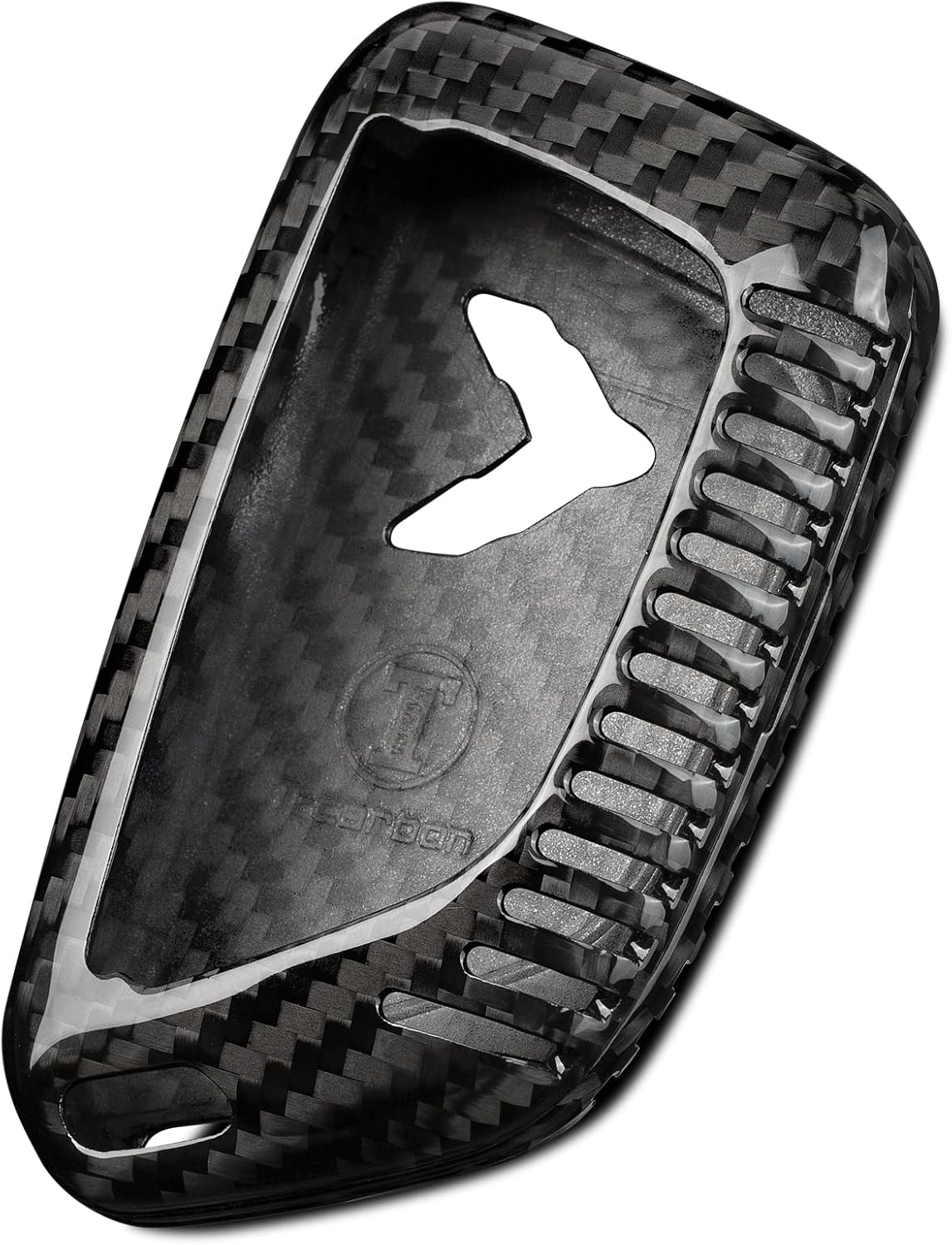 Real Glass Fiber Key Fob Cover Compatible with Corvette C8 Key Fob Case T-carbon Key Fob Protector Compatible with Stingray Corvette C8 2020-2025 Smart Key Case,Silver Black