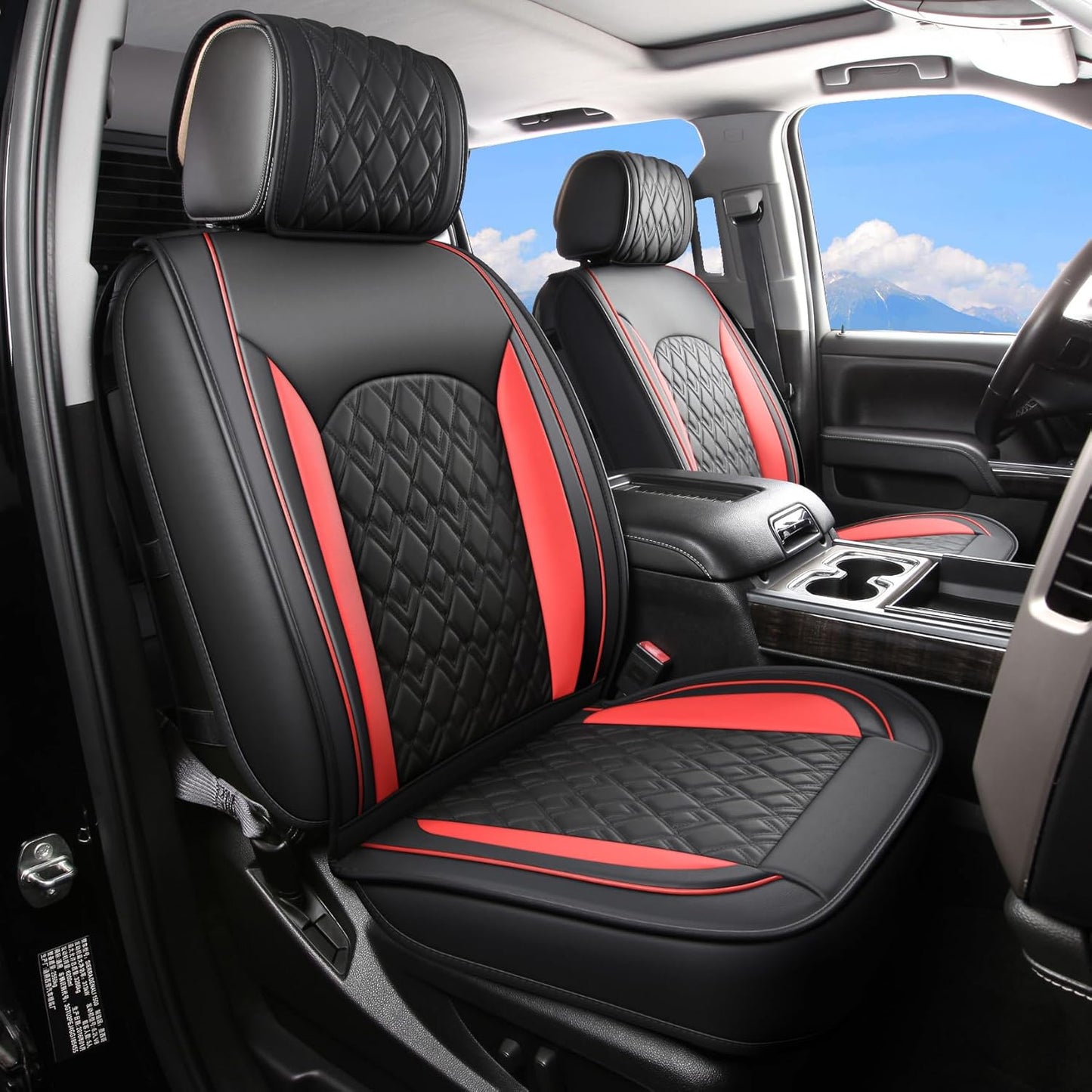 JOJOBAY Chevy Silverado Seat Covers,Leather Seat Covers for GMC Sierra,Custom Fit 2007-2025 1500 2500HD 3500HD Crew Double Extended Regular Cab,LT LZT RST Trail Boss(Front Pair,Black)
