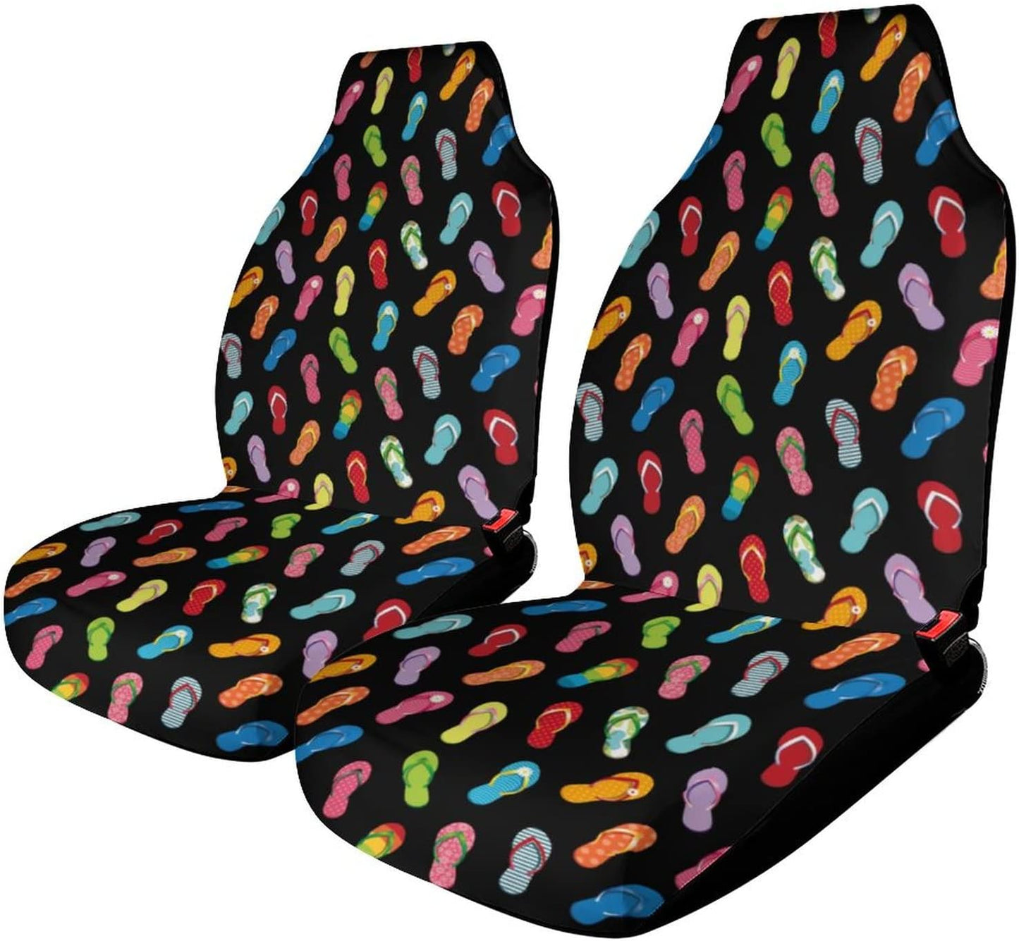 Colorful Flip Flops Car Seat Cover Front Seats Cover Elastic Automotive Seat Protective Case Fit Cars, SUVs, Trucks
