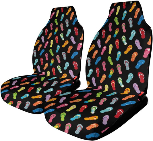 Colorful Flip Flops Car Seat Cover Front Seats Cover Elastic Automotive Seat Protective Case Fit Cars, SUVs, Trucks