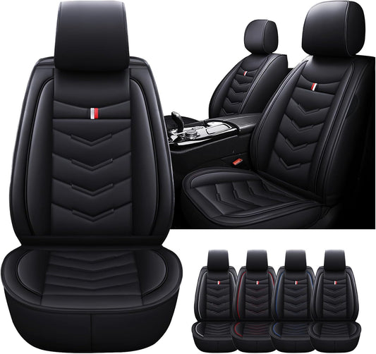 Car Seat Cover for Kia Soul 2010-2024, Waterproof Durable Compatible Airbag, Premium Leather Seat Protector(2 Seats Standard,Black)