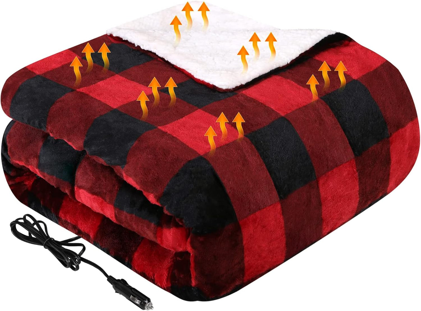 Westinghouse Heated Car Blanket with 3 Heating Levels, 4 Hours Auto Off, 12 Volt Electric Blanket for Car, Truck, SUV, RV, Portable Heated Throw for Camping, Machine Washable, 59" x 43? (Navy)
