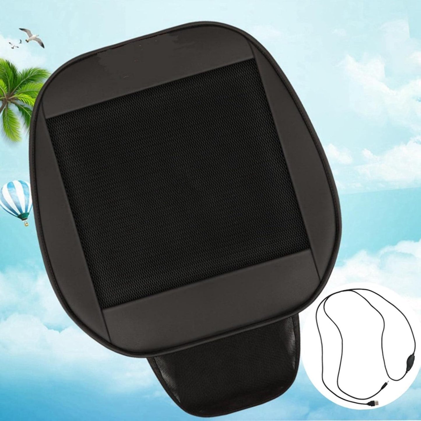 Cooling Car Seat Cushion, Cooling Summer Pillow with USB Port, More Comfortable and Breathable Universal Cooled Seat Cover for Car SUV
