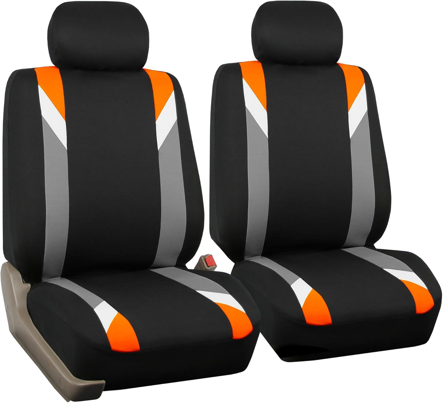 FH-FB066102 Fabric Bucket Seat Covers with Ornate Diamond Stitching White/Black