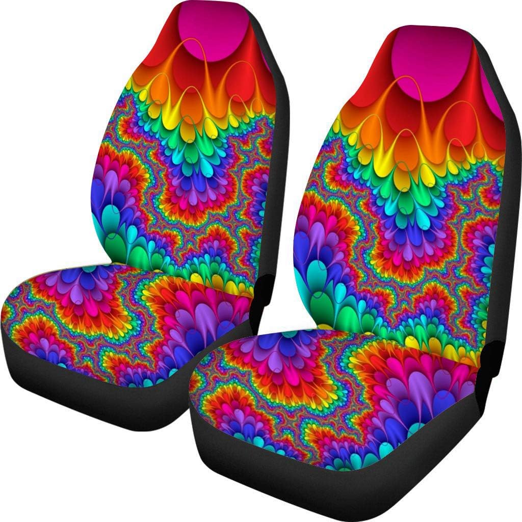 TOADDMOS Bohemian Colorful Mandala Patchwork Car Seat Covers Bucket Front Seats Protector,Universal Fit Cars,Sedan,SUV