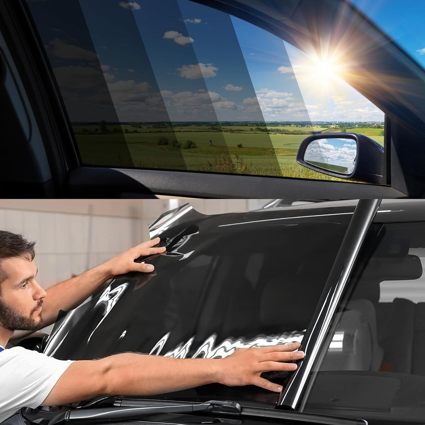 TOYOCO Window Tint Film for Cars, Car Window Tint Window Privacy Film, Car Shade Front Windshield, Heat & UV Block and Scratch Resistant, Blackout Window Film Auto Car Windshield Sun Shade Roll