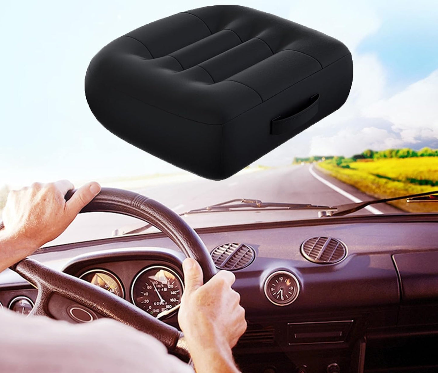 drivers seat booster cushion for adults/Car Booster Seat for Short Drivers/Increase The Field of View by 12cm/ 4.7in,Improve comfort，Ideal for suitable for car/office/home/wheelchair/Black