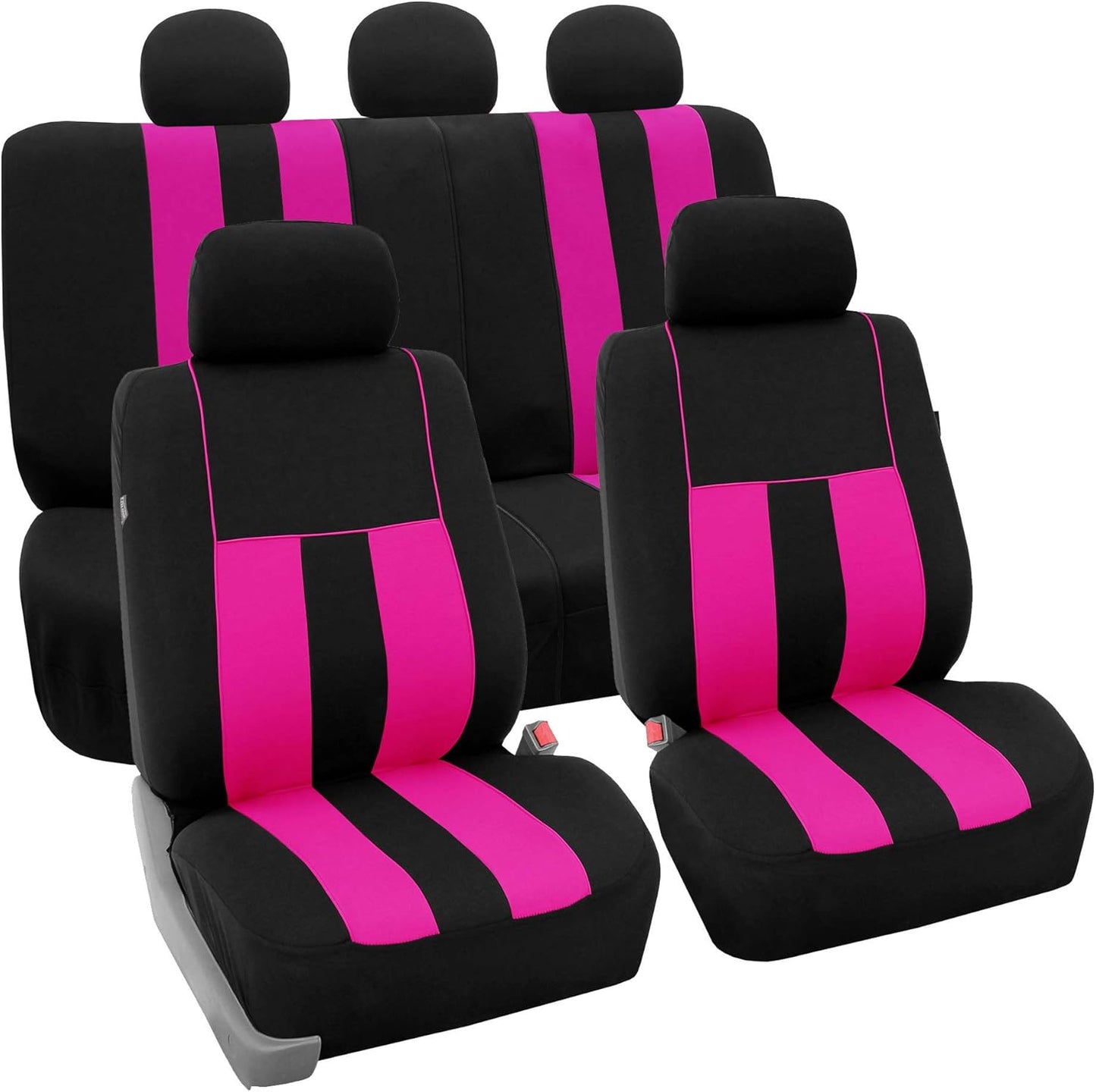 FH Group Car Seat Covers Full Set Cloth - Universal Fit, Automotive Seat Covers,Low Back Front Seat Covers,Airbag Compatible,Split Bench RearSeat,Washable Car SeatCover for SUV,Sedan,Van Black