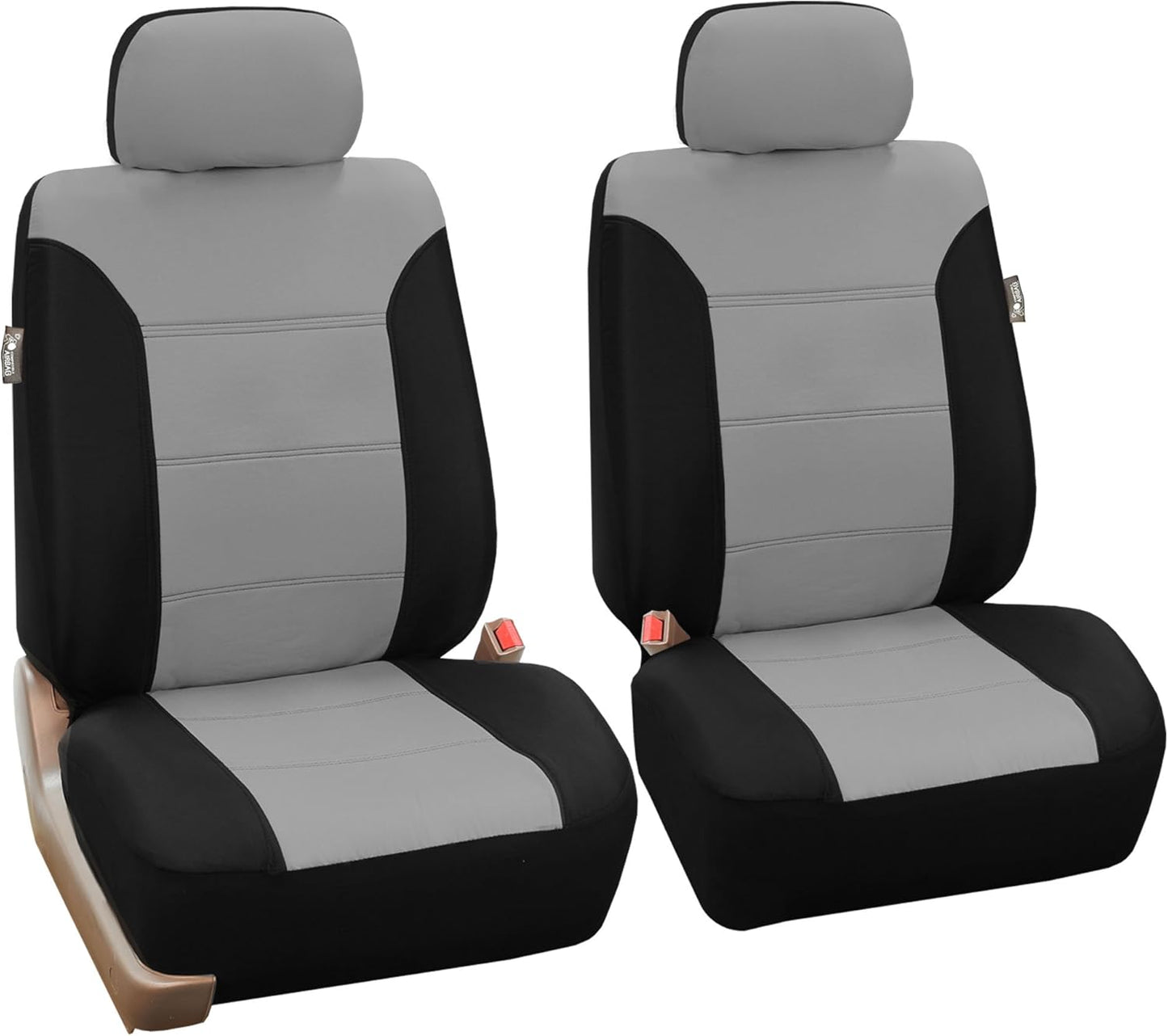 FH-FB065115 Classic Khaki Car Seat Covers Full Set Airbag & Split Ready Gray/Black