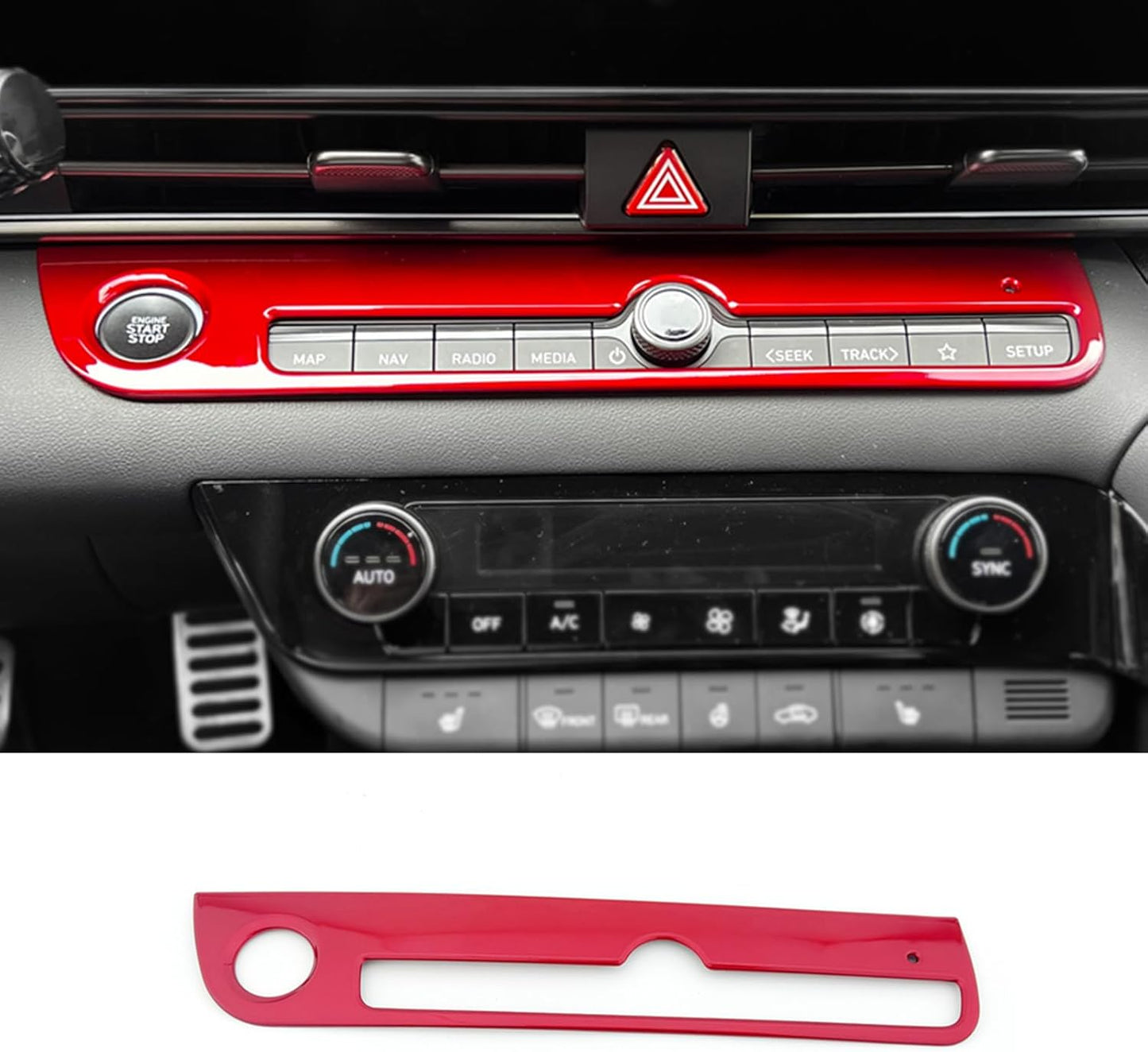 JUIVEEL Gossy Red Style One Piece Car Start Stop Button Cover Start Stop Engine Button Cover Accessories Compatible with Hyundai Elantra 2021-2025 Elantra N 2022-2025 Accessories