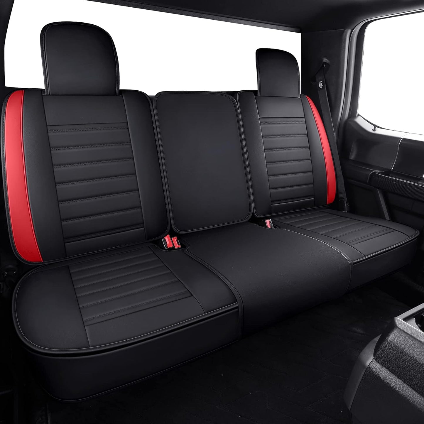 YIERTAI Seat Covers Compatible with Ford F150 for 2009-2023 2024 2025 F-150 2017-2025 F250 F350 F450 King Ranch Supercrew Crew Cab Limited Lariat Truck Leather TSWKM Style(2 PCS Front/Black-White)