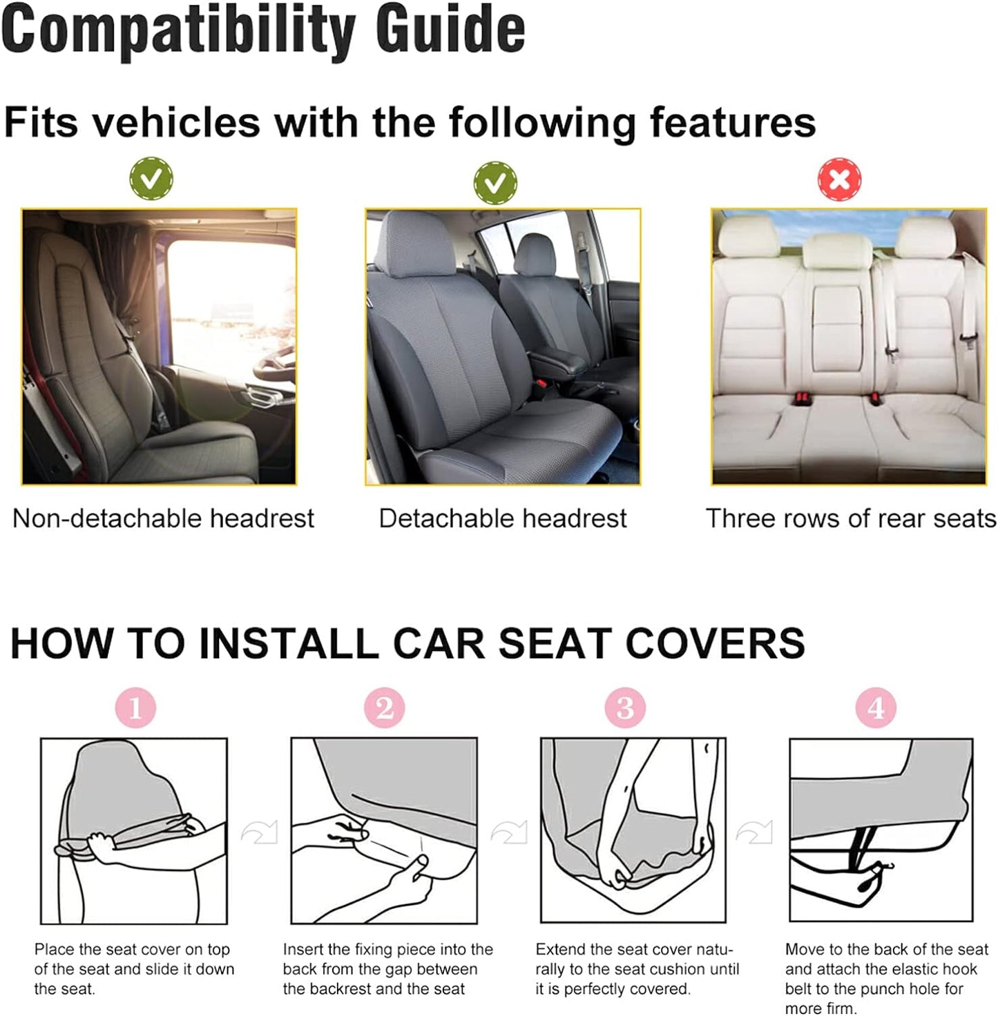 ALAZA Pink Cow Print Camo Camoflage Car Seat Covers Front Seats Only for Women Men Seat Covers w/Organizer Pocket for Cars SUV Truck Sedan, 2 pcs