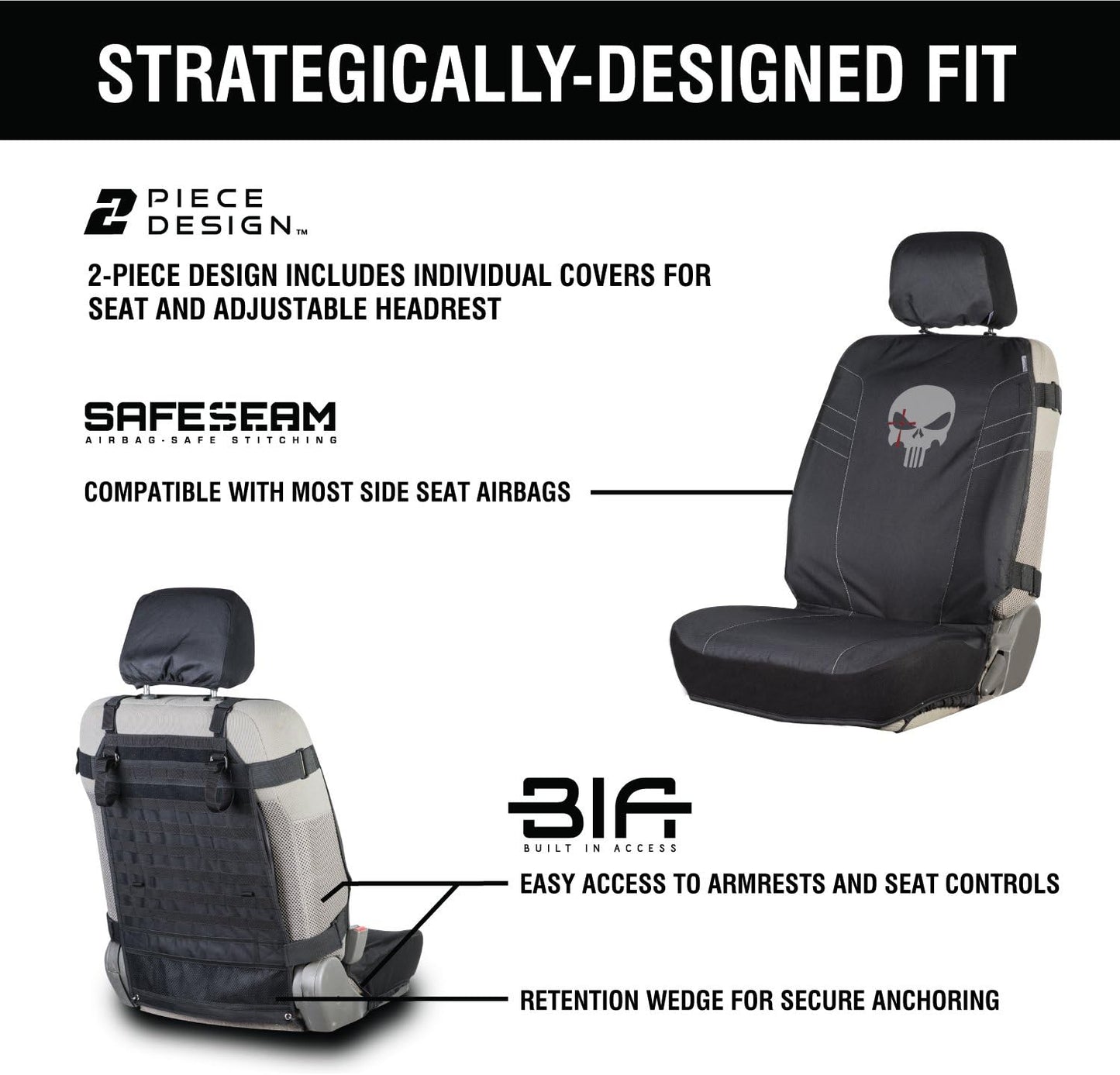 Chris Kyle American Sniper Tactical Low Back Seat Cover, Water Resistant with Seat Back Adjustable Rifle Straps and Molle Webbing for Storage