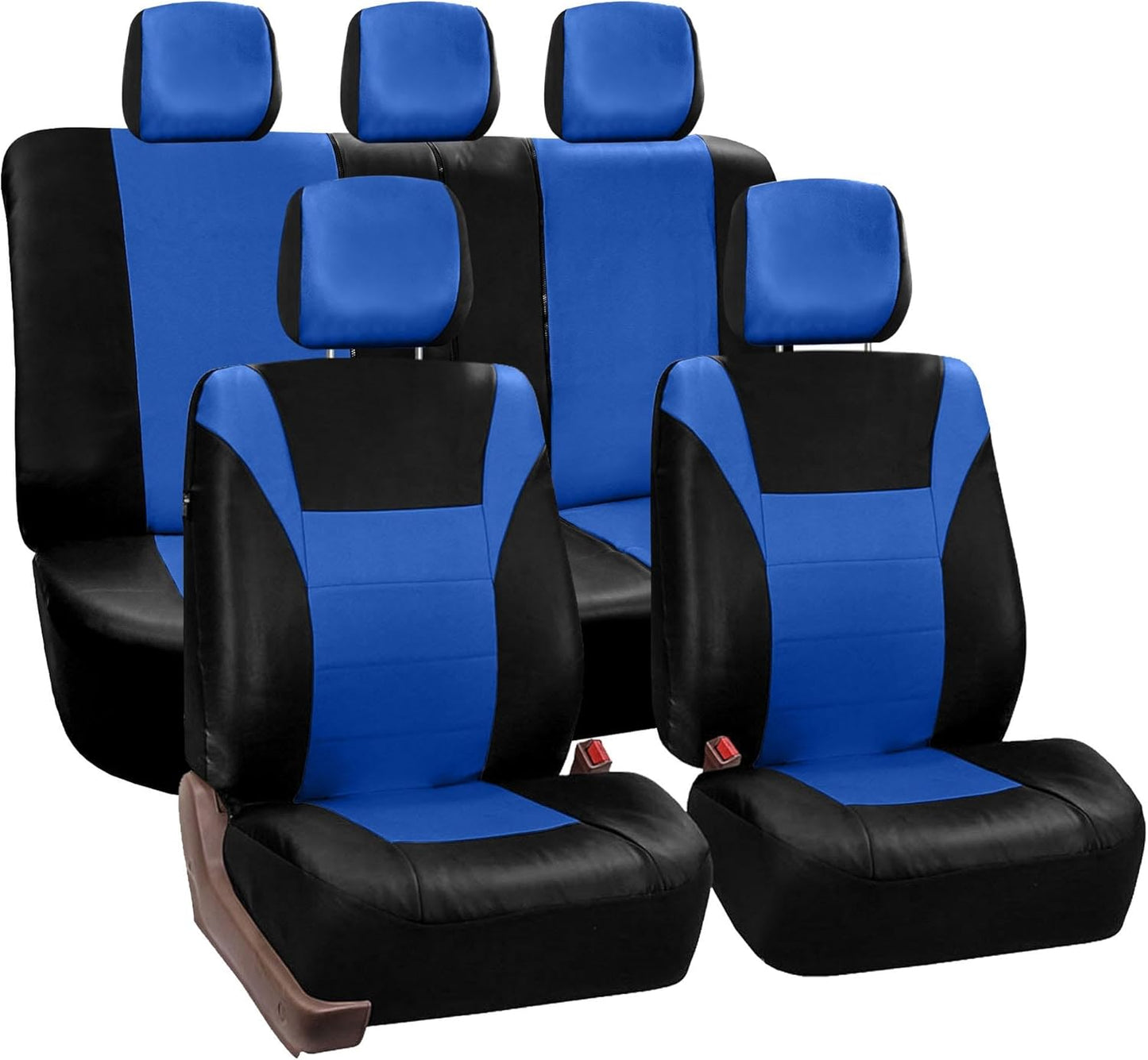 FH Group Racing PU Leather Seat Covers Airbag Compatible & Rear Split Gray