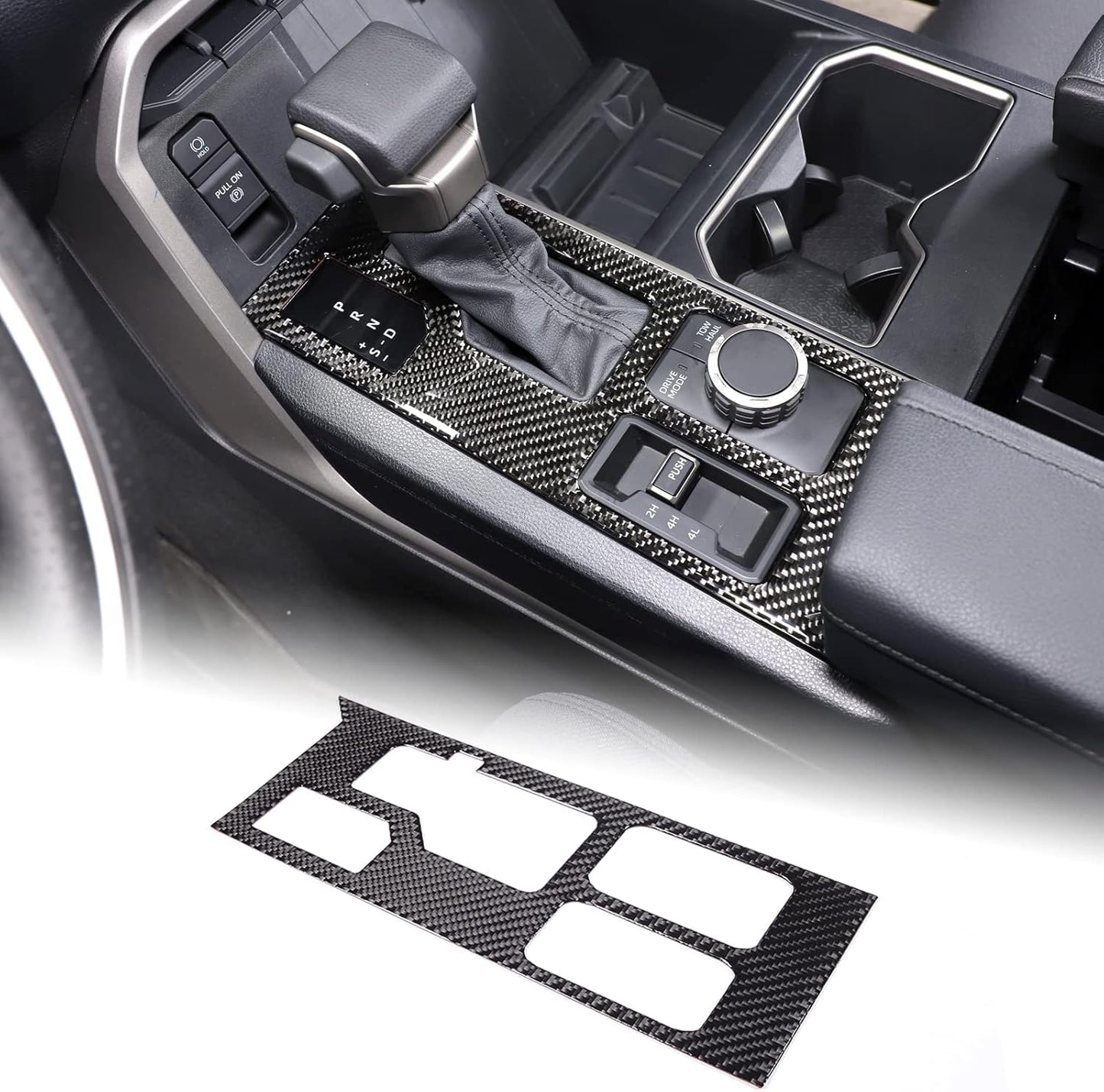 Aunginsy Central Control Gear Shift Panel Trim Cover Compatible with Toyota Tundra/Sequoia 2022-2024 Car Gear Shifter Console Anti-Scratch Panel Frame Protect Sticker with 4WD Accessories(Mech Style)