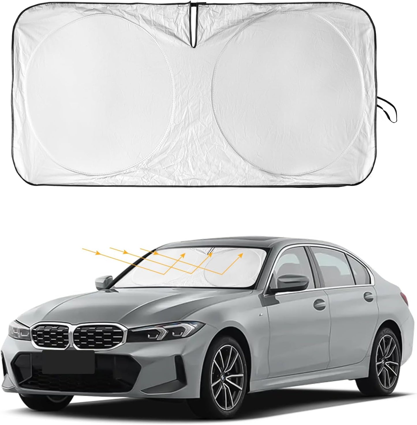 for 2024 Compass Windshield Sun Shade Car Windshield Cover, Custom Fit for Jeep Compass 2017-2023 Ultimate Sun Protection Foldable Visor Sunshade Protector Shield Accessory