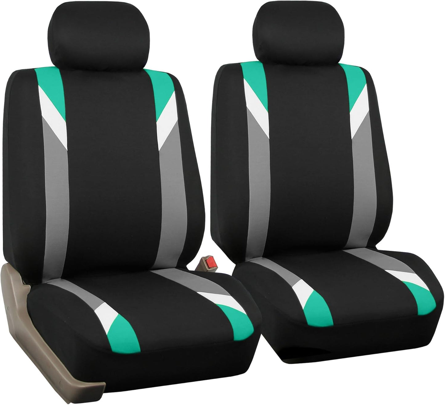 FH-FB066102 Fabric Bucket Seat Covers with Ornate Diamond Stitching White/Black