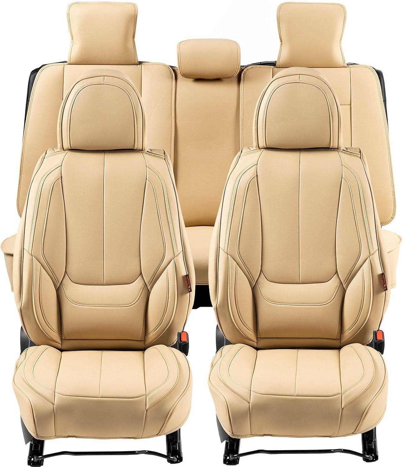 VEVOR Seat Covers, Universal Car Seat Covers Front Seats, 2pcs Faux Leather Seat Cover, Semi-Enclosed Design, Detachable Headrest and Airbag Compatible, for Most Cars SUVs and Trucks Gray