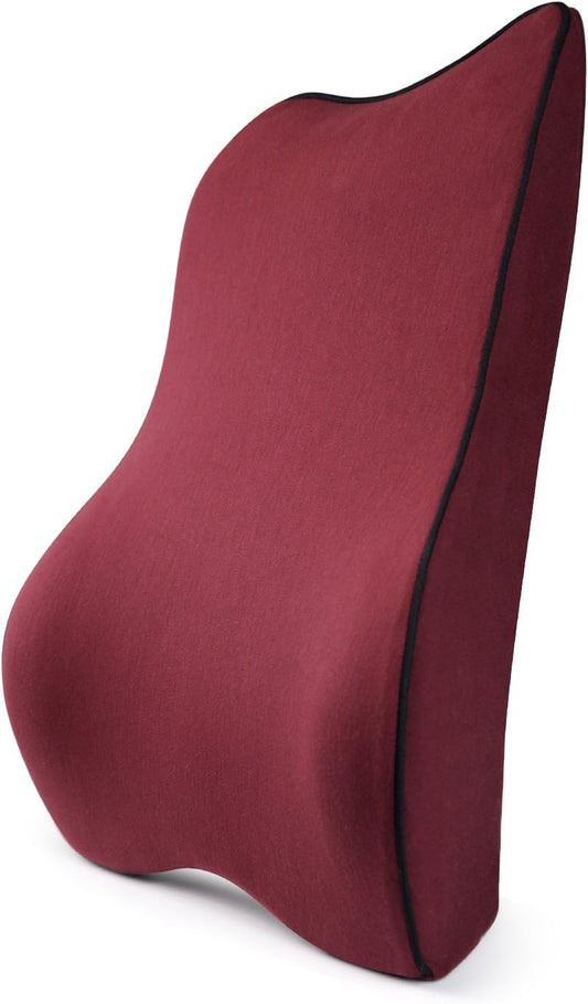 Dreamer Car Back Support Lumbar Cushion for Office Chair--Soft and Comfortable Even in Subzero Temperature --Cotton Cushion Cover--Fit Your Body Curve Automatically,red