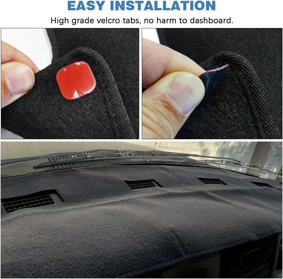 Apeixoto Dashboard Cover Compatible with 1998 1999 2000 2001 Ram 1500 2500 3500 Black Dash Cover Mat for Easy Installation
