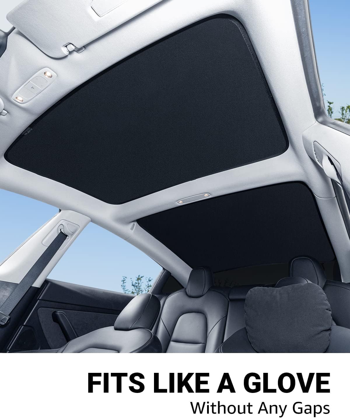 BASENOR Upgraded Tesla Model 3 Sunshade Roof Front & Rear Glass Roof Sun Shades with Storage Bag for Model 3 Interior Accessories 2023 2022 2021 Model 3 Black (Not Fit 2024 Model 3)