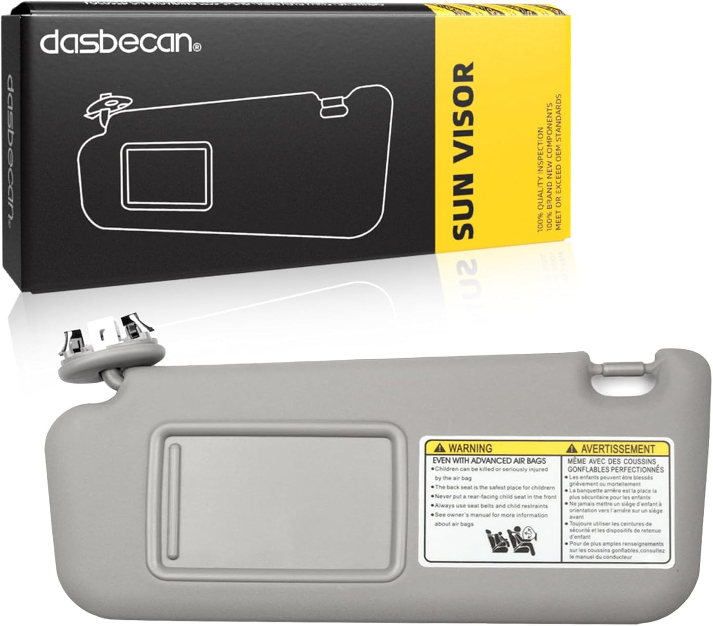 Dasbecan Left Driver & Right Passenger Side Sun Visor with Vanity Light Compatible with RAV4 2006-2013 Replaces# 74320-42501-B2 74320-42500-B0 (Gray)