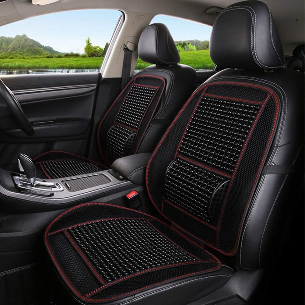 Vosarea Wood Beaded seat Cover car Driver seat Cushion Comfortable auto Full seat Cover Summer Lumbar Cushion (Black)