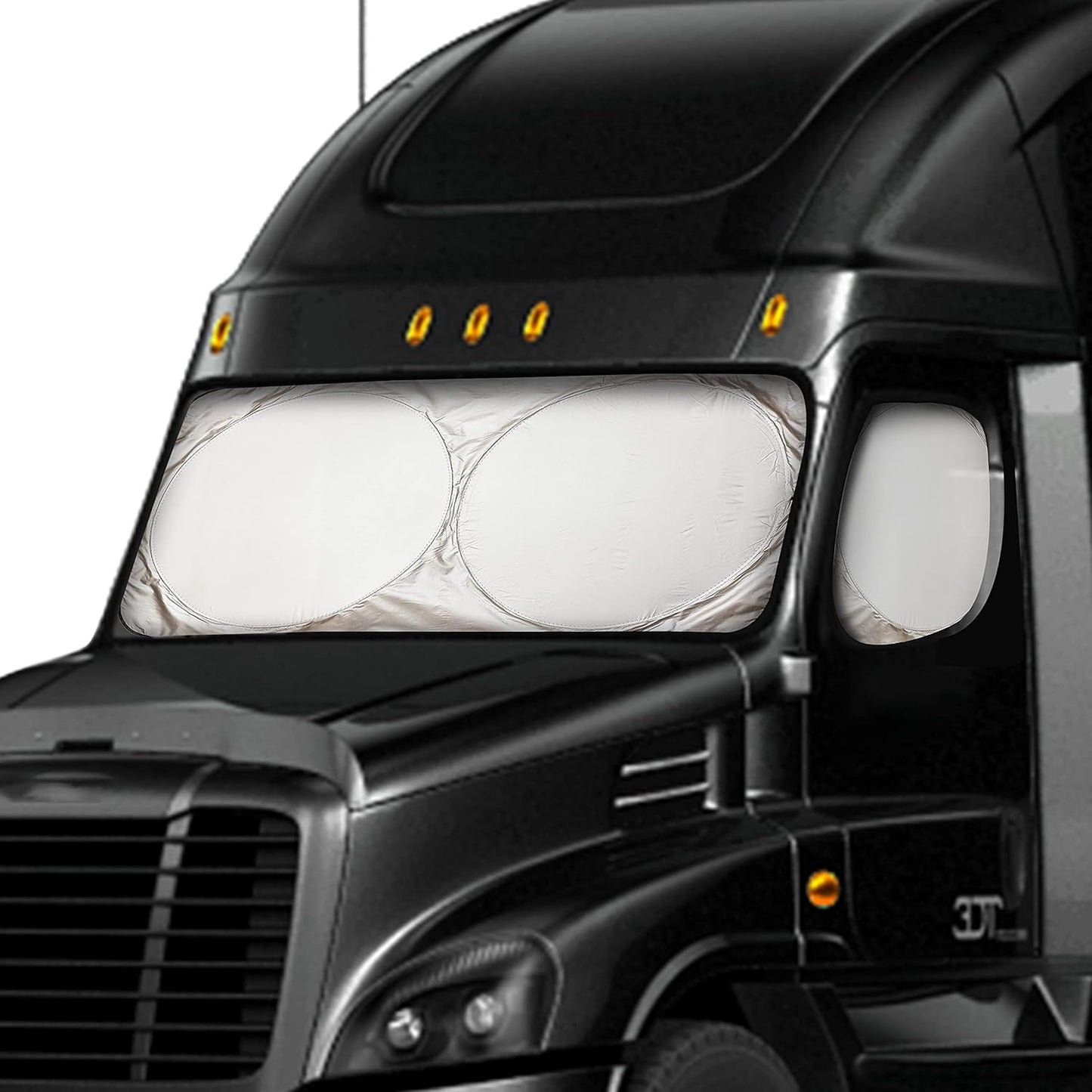 EcoNour Semi Truck Patriotic Flag Printed Sun Shade for Windshield and Side Windows | 240T Windshield Sunshade to Block UV/Sun Heat Rays | Best for Semi, Commercial & Big Rig Truck