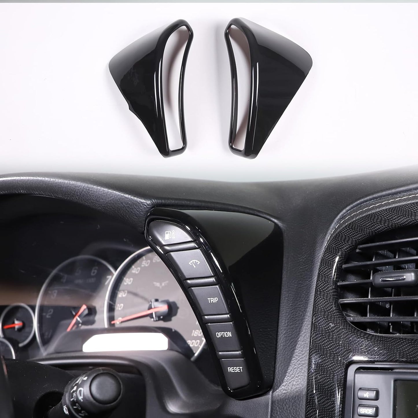 Dashboard Button Cover Trim Compatible with Chevy Corvette C6 2005-2013, Speedometer Bezel Cover Trim Frame Interior Accessories (Carbon Fiber Pattern)