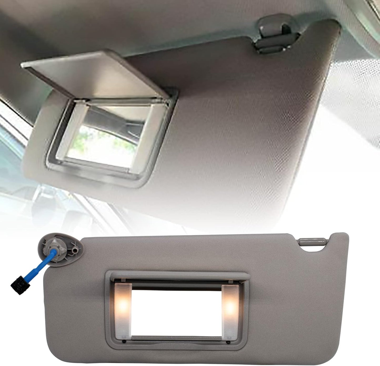 NHILES Left Driver Side Sun Visor Compatible with Honda Accord 2008 2009 2010 2011 2012 2013 2014 2015 2016 2017 with Light Replaces # 83280-TA5-A51ZA (Grey)