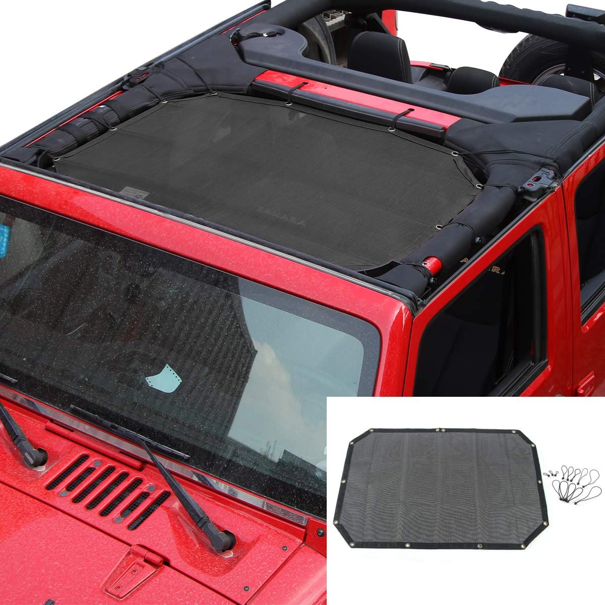 RT-TCZ Sunshade Mesh Bikini Top Cover Provides UV Sun Protection for 1997-2006 Jeep Wrangler TJ & Unlimited (TJ-Black)