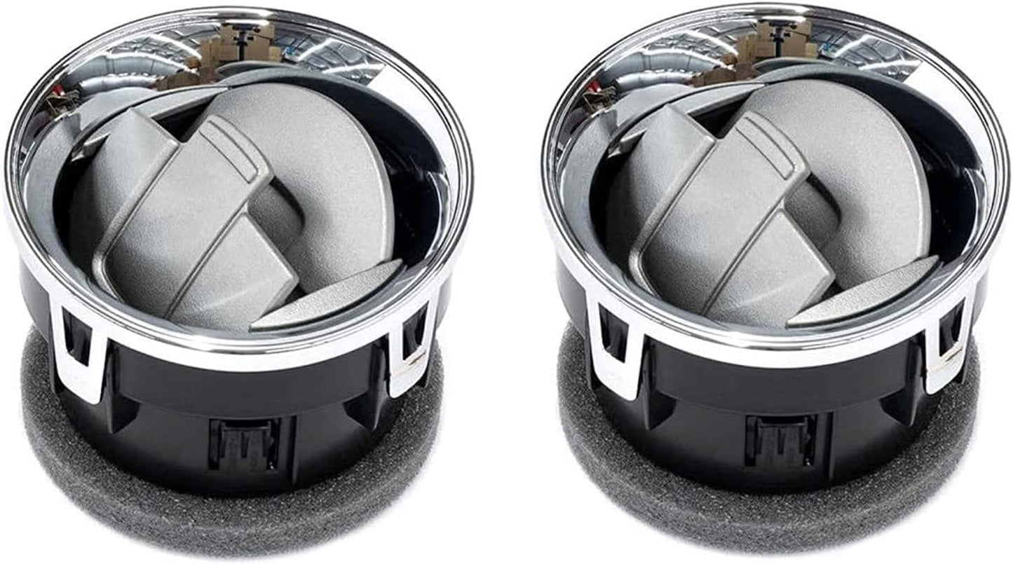Set of 2 Dash Board Air Vent/HVAC Vent Fits for 09-14 Ford F-150 LOBO (Chrome w/Obsidian Metallic), Replaces OEM 9L3Z-19893-CA, 75301C-2
