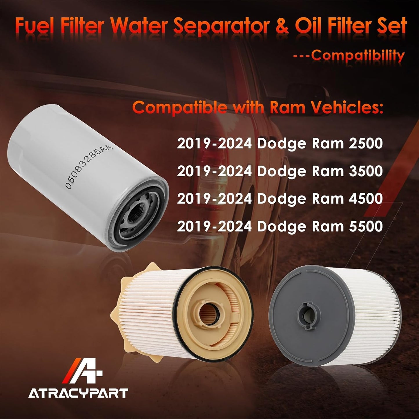 6.7L Cummins Fuel Filter Water Separator and Oil Filter Set │Replacement for 2019-2021 Dodge Ram 2500 3500 4500 5500 │Replaces# 68436631AA, 5083285AA, 68157291AA