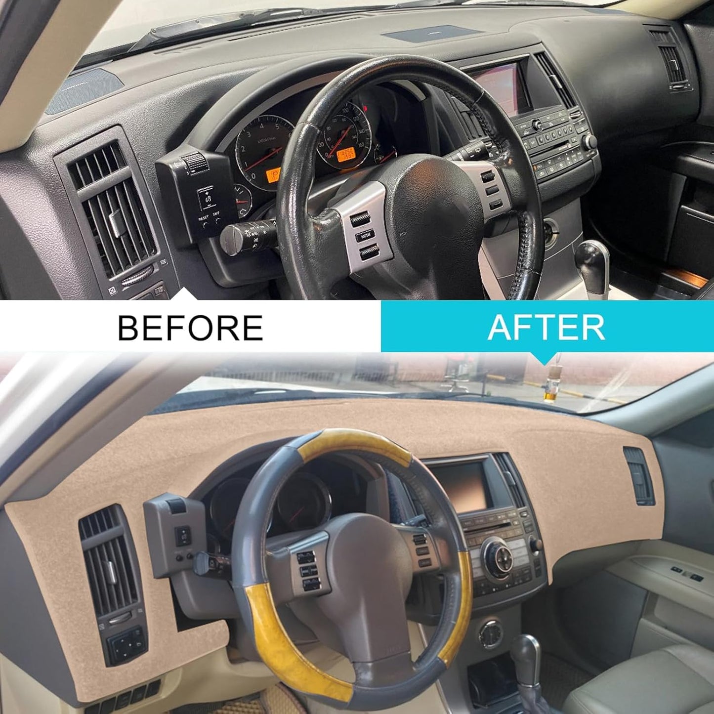 puxhig Dash Cover Custom Fit for Infiniti FX35 FX45 2003 2004 2005 2006 2007 2008,Dashboard Cover Mat Pad (Beige)