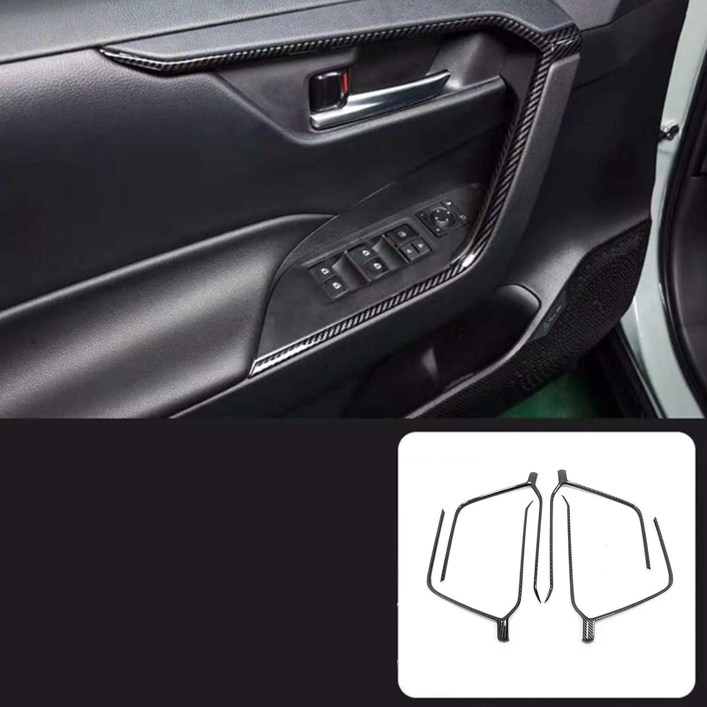 for RAV4 RAV 4 2019 2020 2021 2022 2023 2024 Car Door Lift Armrest Strip Side Door Handle Handles Cover Trim Interior Accessories Carbon Grain