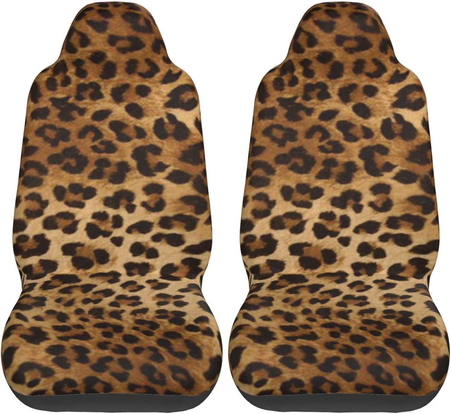 AROONS Cute Leopard Printed Car Seat Covers for Front Seat 2 Pack Elasticity Automotive Seat Cover Universal for Auto Truck Van SUV
