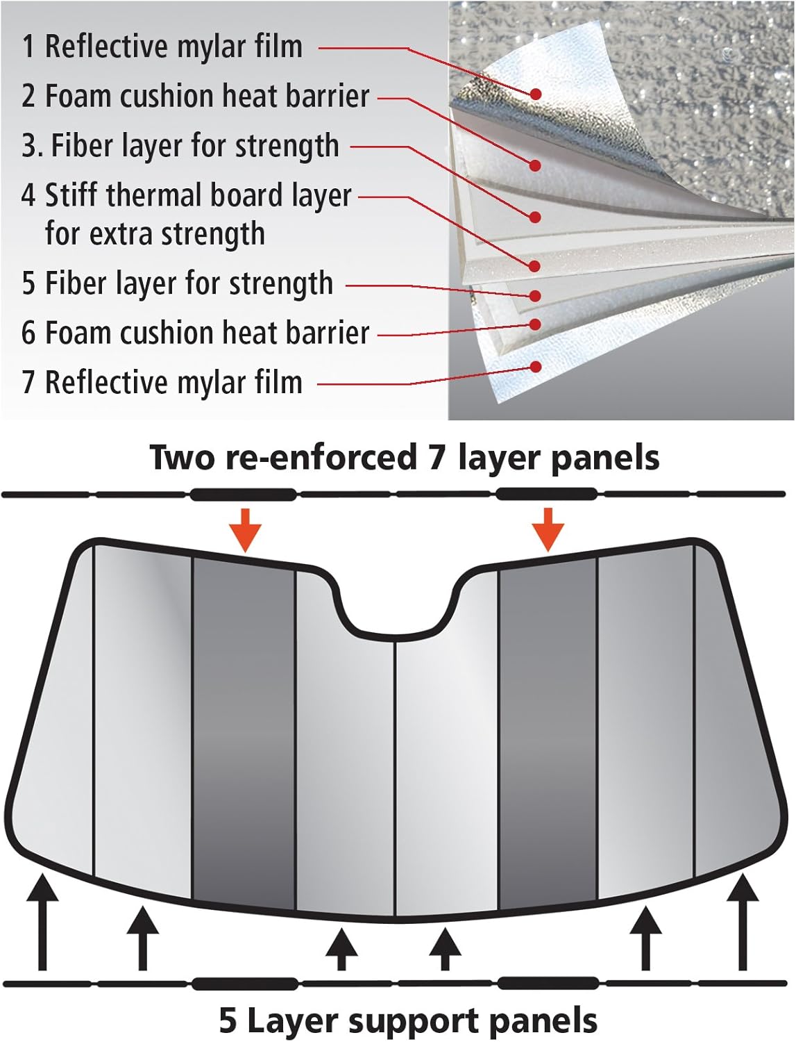 Intro-Tech Automotive FD-72-P Custom Fit Premium Folding Windshield Sunshade for Select Ford E-350 Econoline Club Wagon Models, Silver