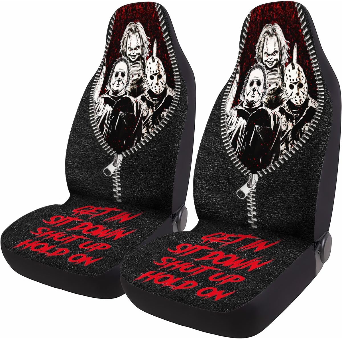 GENANY Cool Gray Wolf Howling Pattern 2 Front Car Seat Covers for Car Truck Sedan SUV, Durable Automotive Seat Covers, Breathable Bucket Seat Covers, Protective Interior Accessory
