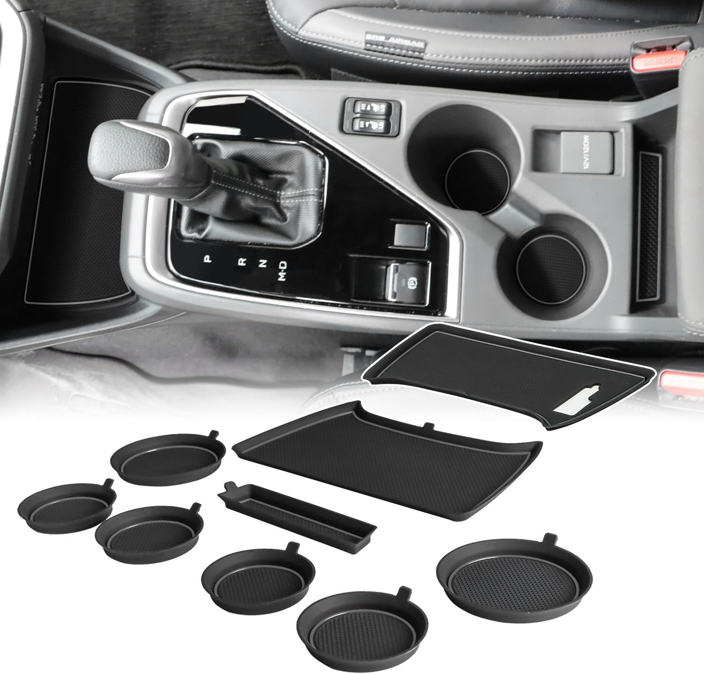 Auovo Cup Holder Inserts Liners Compatible with Subaru Crosstrek 2024 2025 Impreza Accessories Car Custom Center Console Door Pocket Mats Pads 19PCS (Gray Trim)